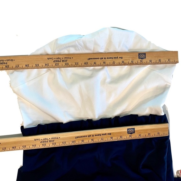 Fashion Nova Pearl Accented Halter Top Jumpsuit Navy and Off White Size L - Picture 8 of 10